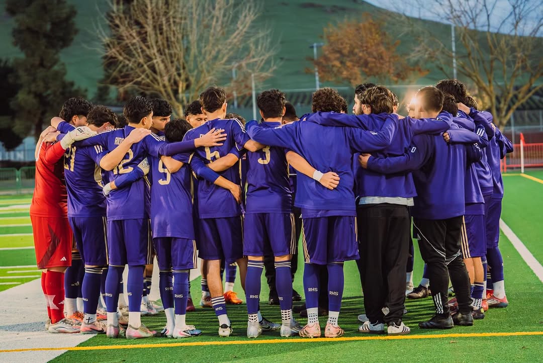 The Ridgeview boys soccer team gathered shoulder to shoulder in a pregame huddle